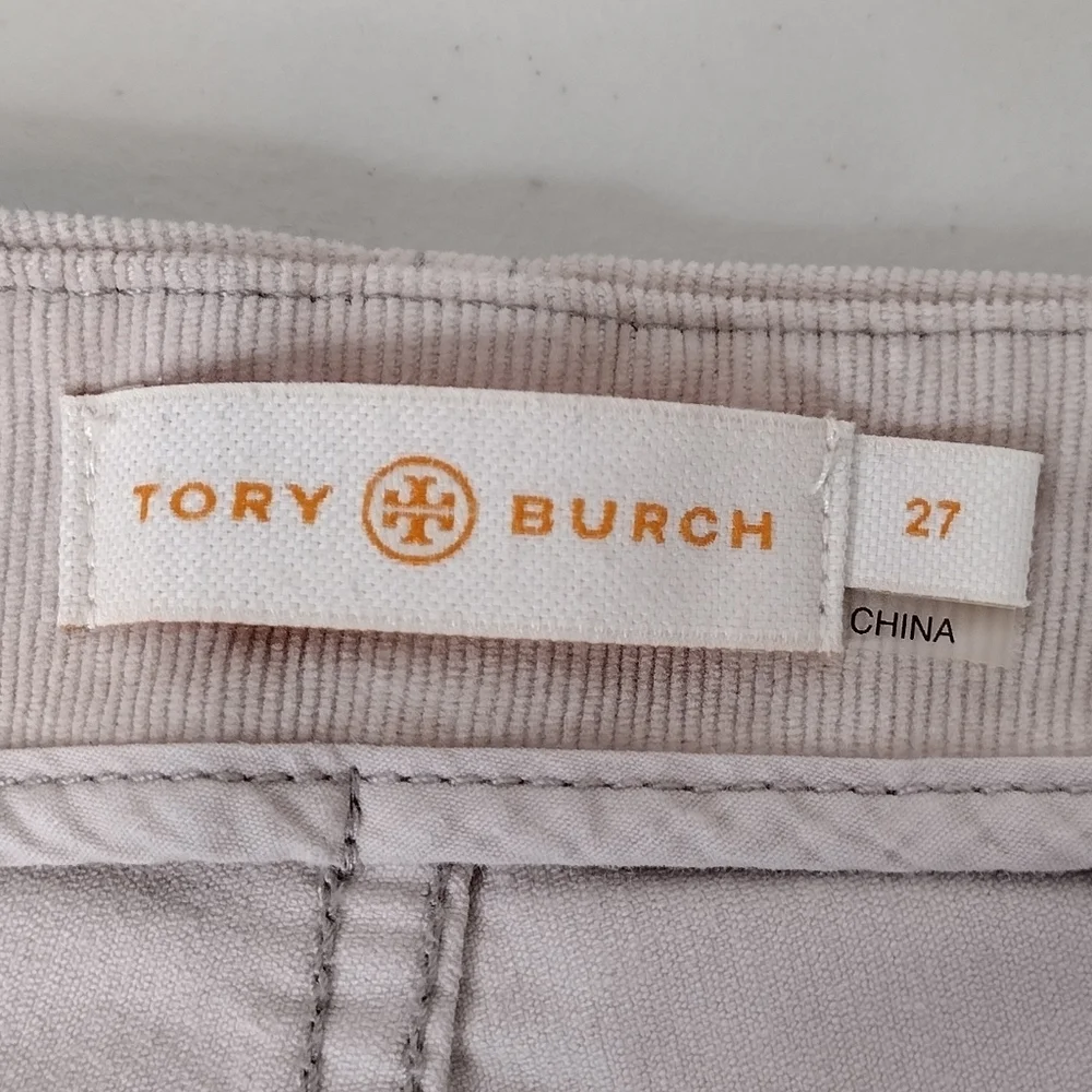 Tory Burch Side Zip Corduroy Office Casual Neutral Taupe Pants Sz 27